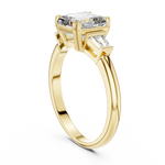 Gold 1Ct Emerald Cut Three Stone Lab Grown Diamond Bronti Ring