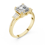 Gold 1Ct Emerald Cut Three Stone Lab Grown Diamond Bronti Ring