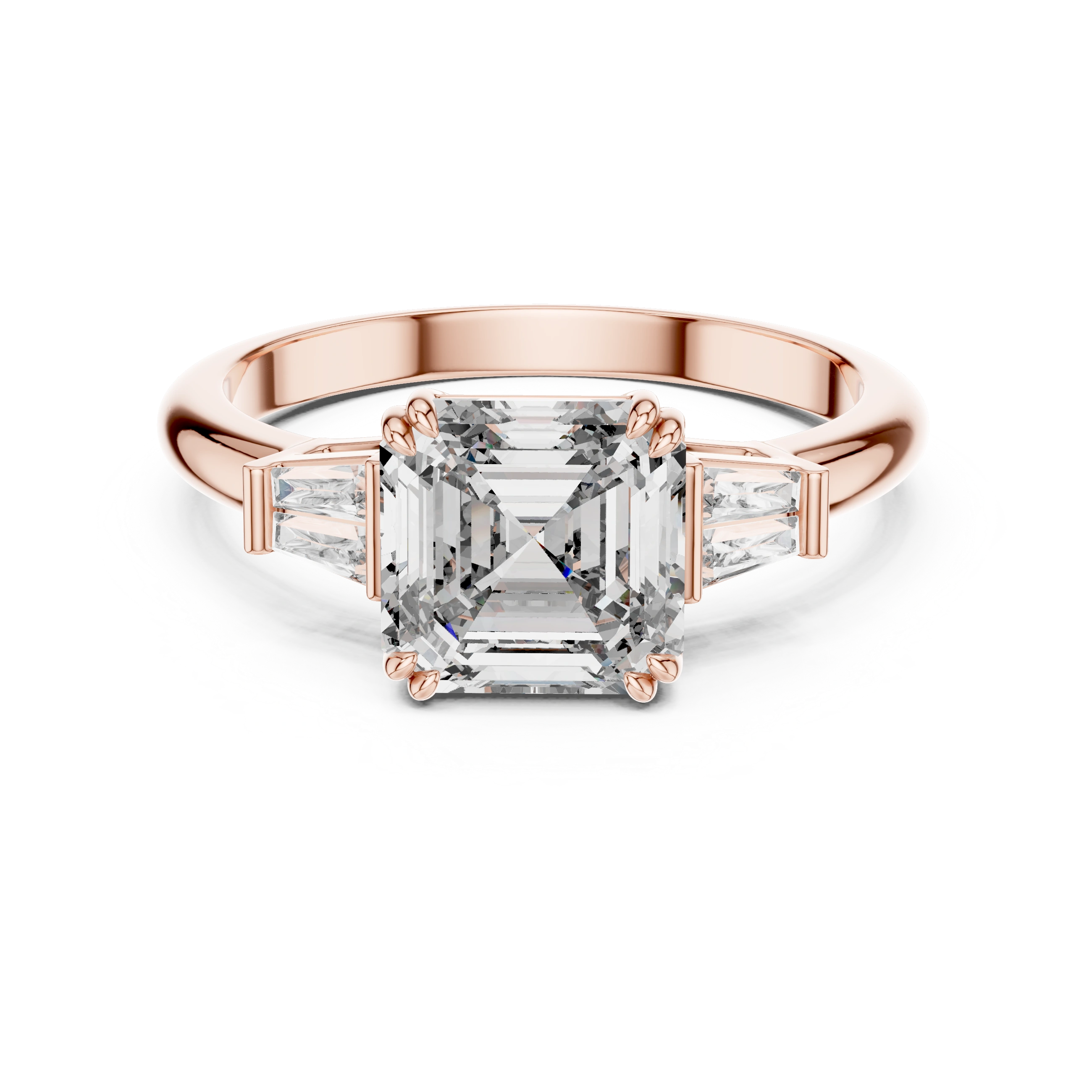 Gold 1Ct Emerald Cut Three Stone Lab Grown Diamond Bronti Ring