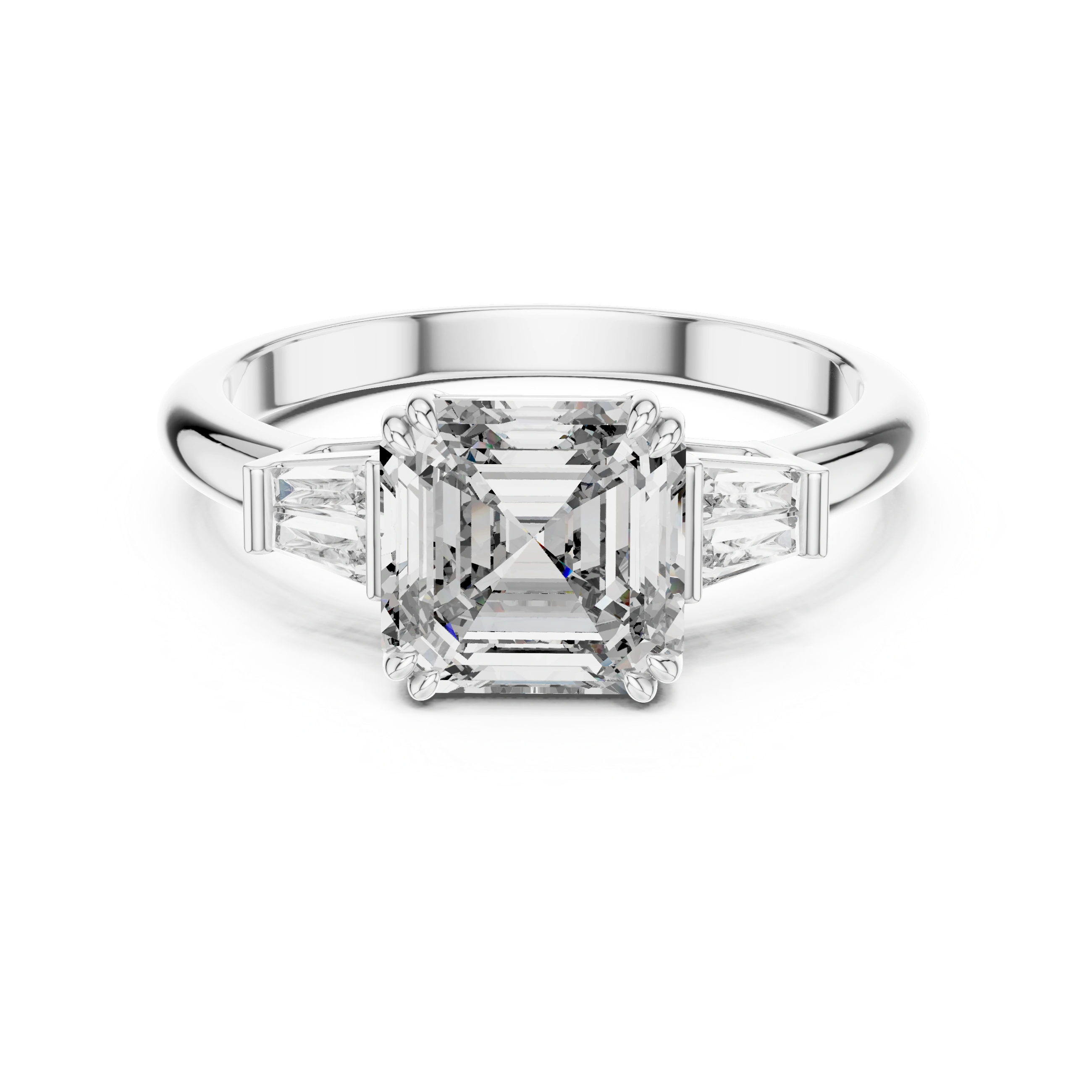 Gold 1Ct Emerald Cut Three Stone Lab Grown Diamond Bronti Ring