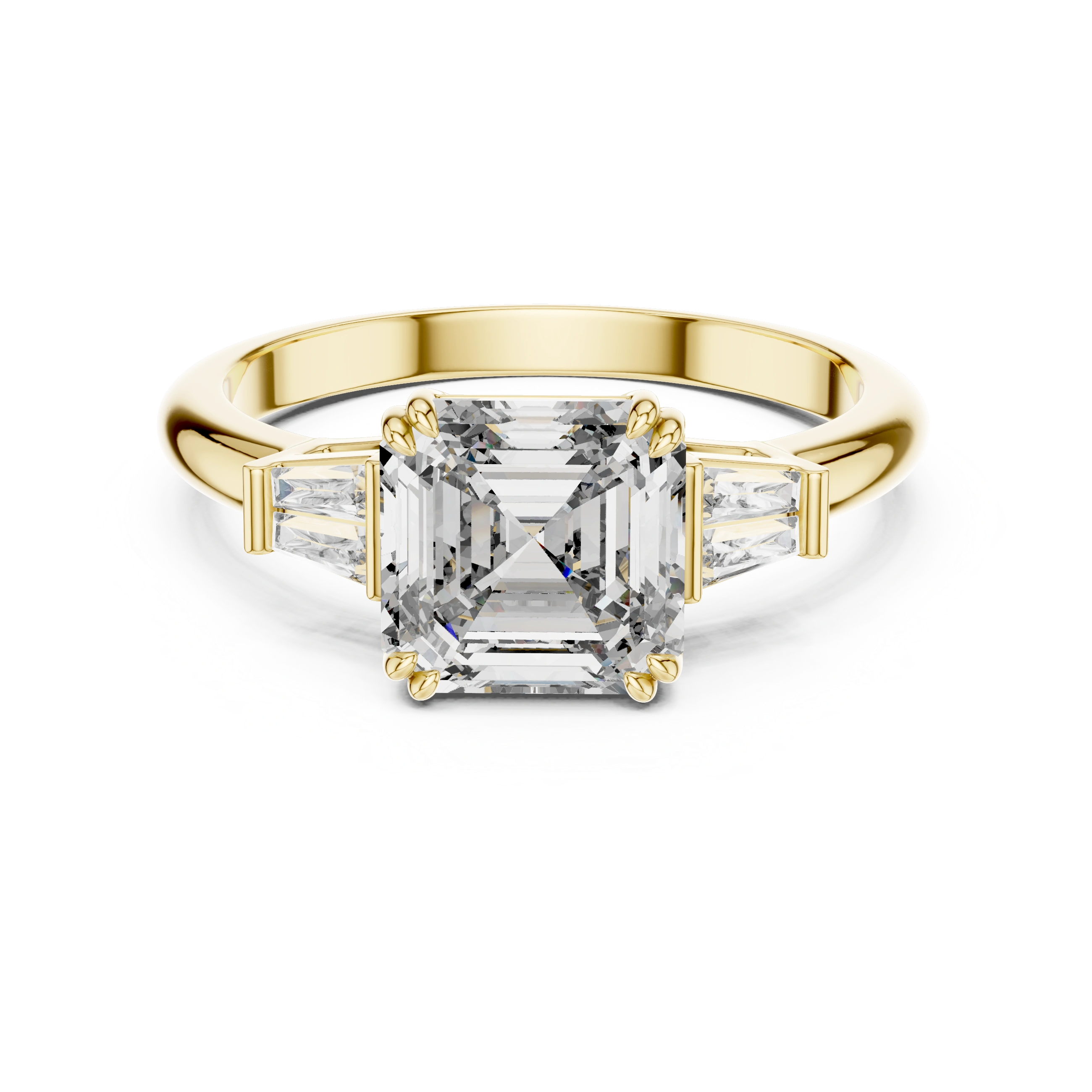 Gold 1Ct Emerald Cut Three Stone Lab Grown Diamond Bronti Ring