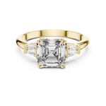 Gold 1Ct Emerald Cut Three Stone Lab Grown Diamond Bronti Ring
