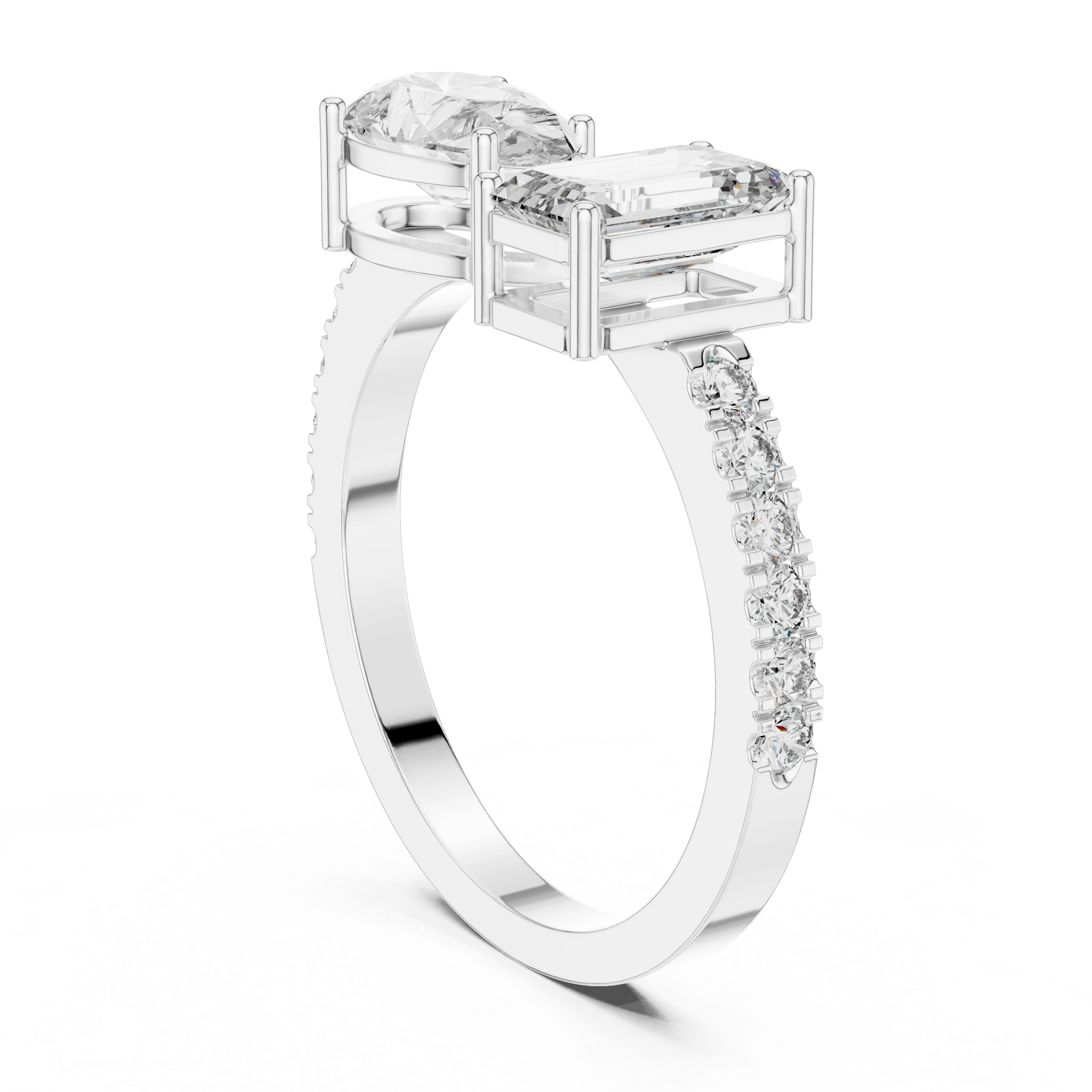 Gold 1Ct Pear Emerald Toi Et Moi Lab Grown Diamond Fabio Ring