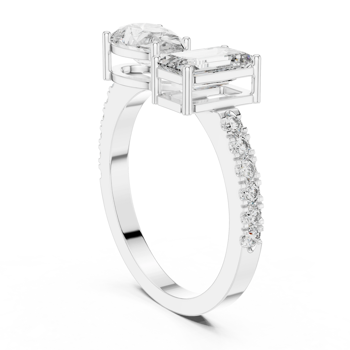 Gold 1Ct Pear Emerald Toi Et Moi Lab Grown Diamond Fabio Ring