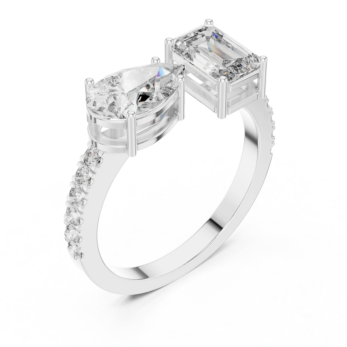 Gold 1Ct Pear Emerald Toi Et Moi Lab Grown Diamond Fabio Ring