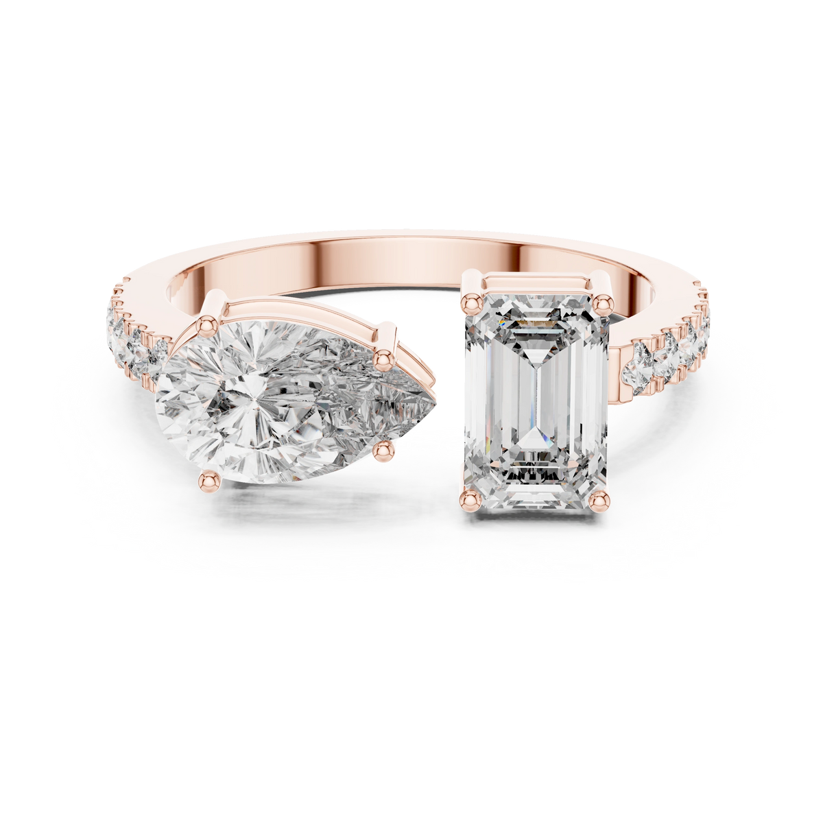 Gold 1Ct Pear Emerald Toi Et Moi Lab Grown Diamond Fabio Ring