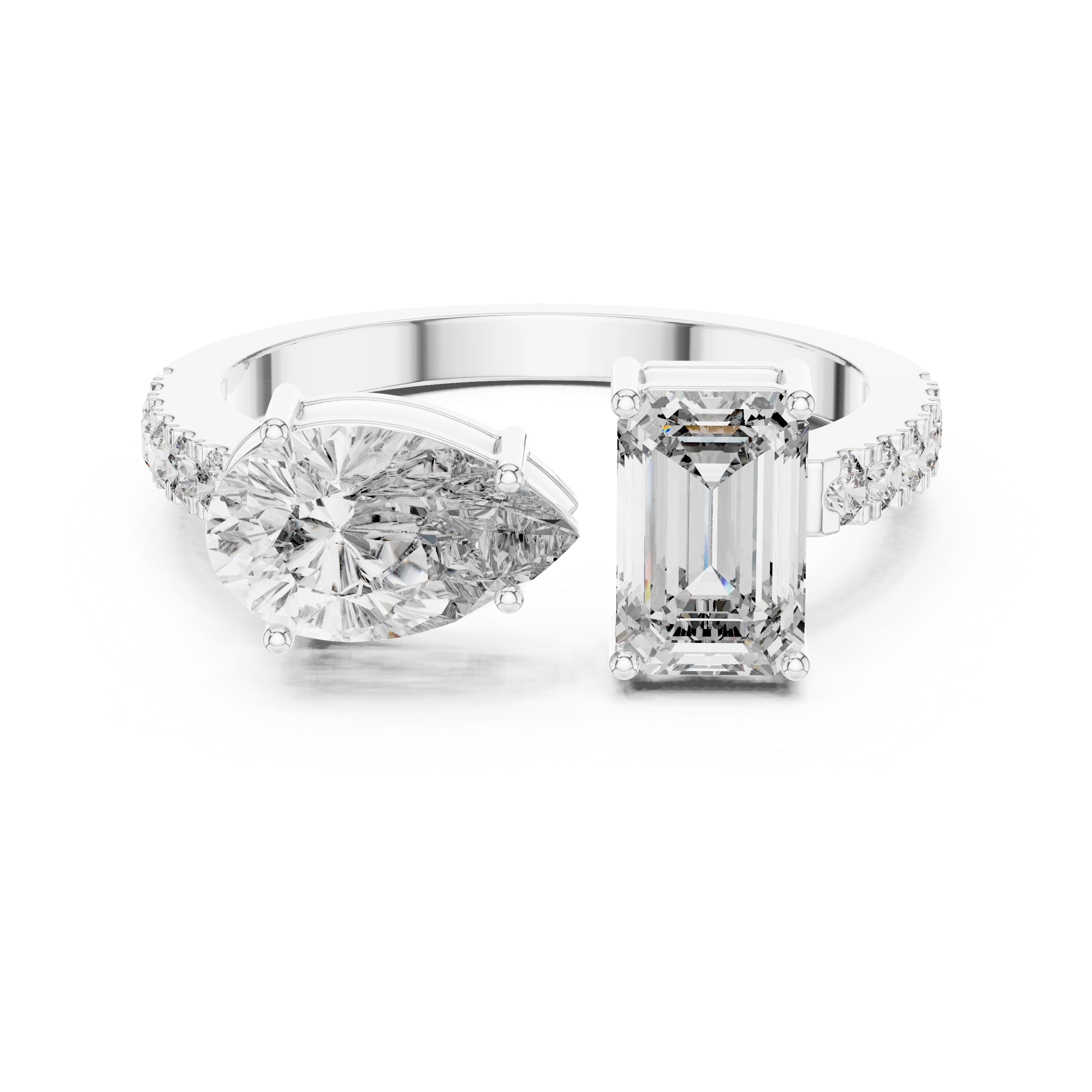 Gold 1Ct Pear Emerald Toi Et Moi Lab Grown Diamond Fabio Ring