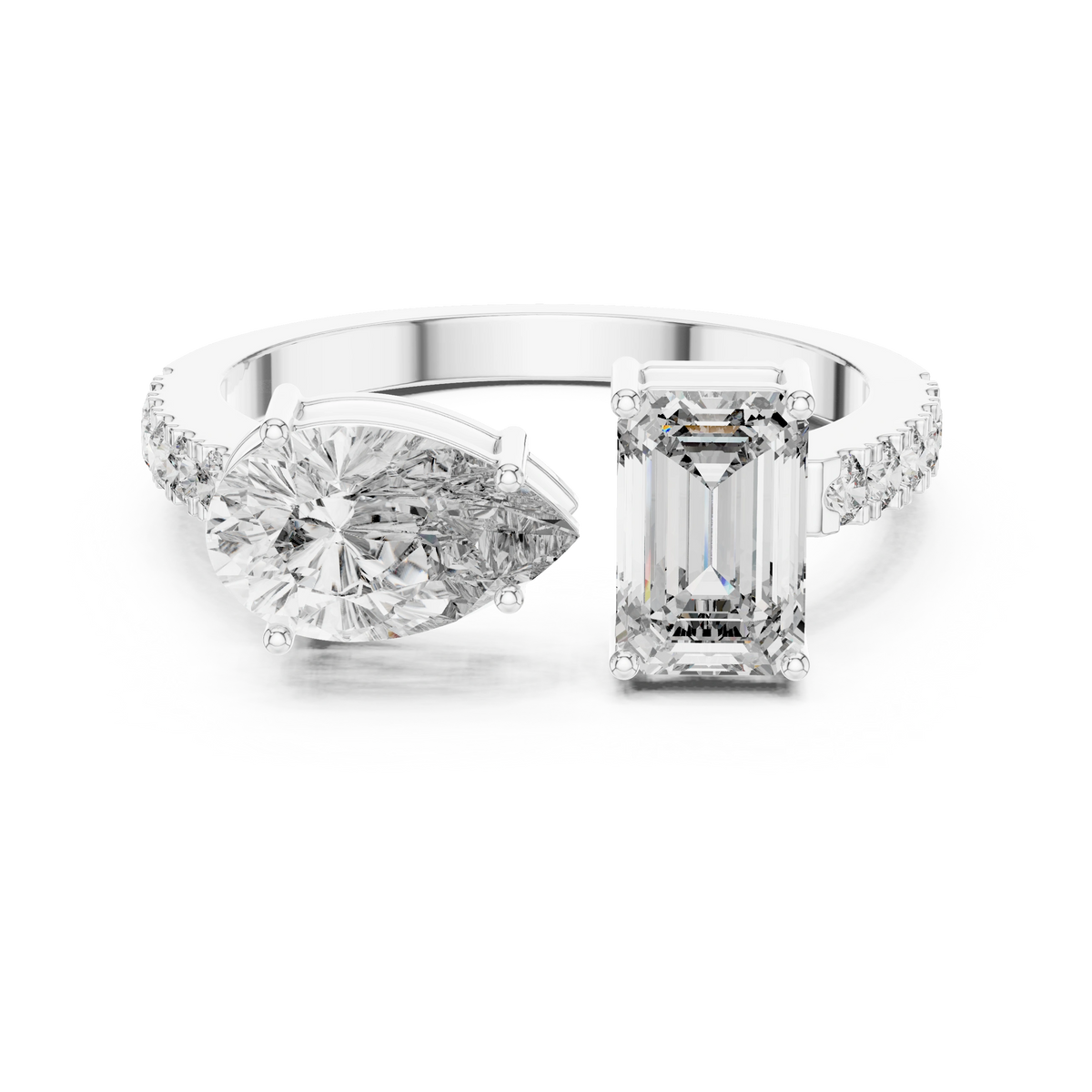 Gold 1Ct Pear Emerald Toi Et Moi Lab Grown Diamond Fabio Ring