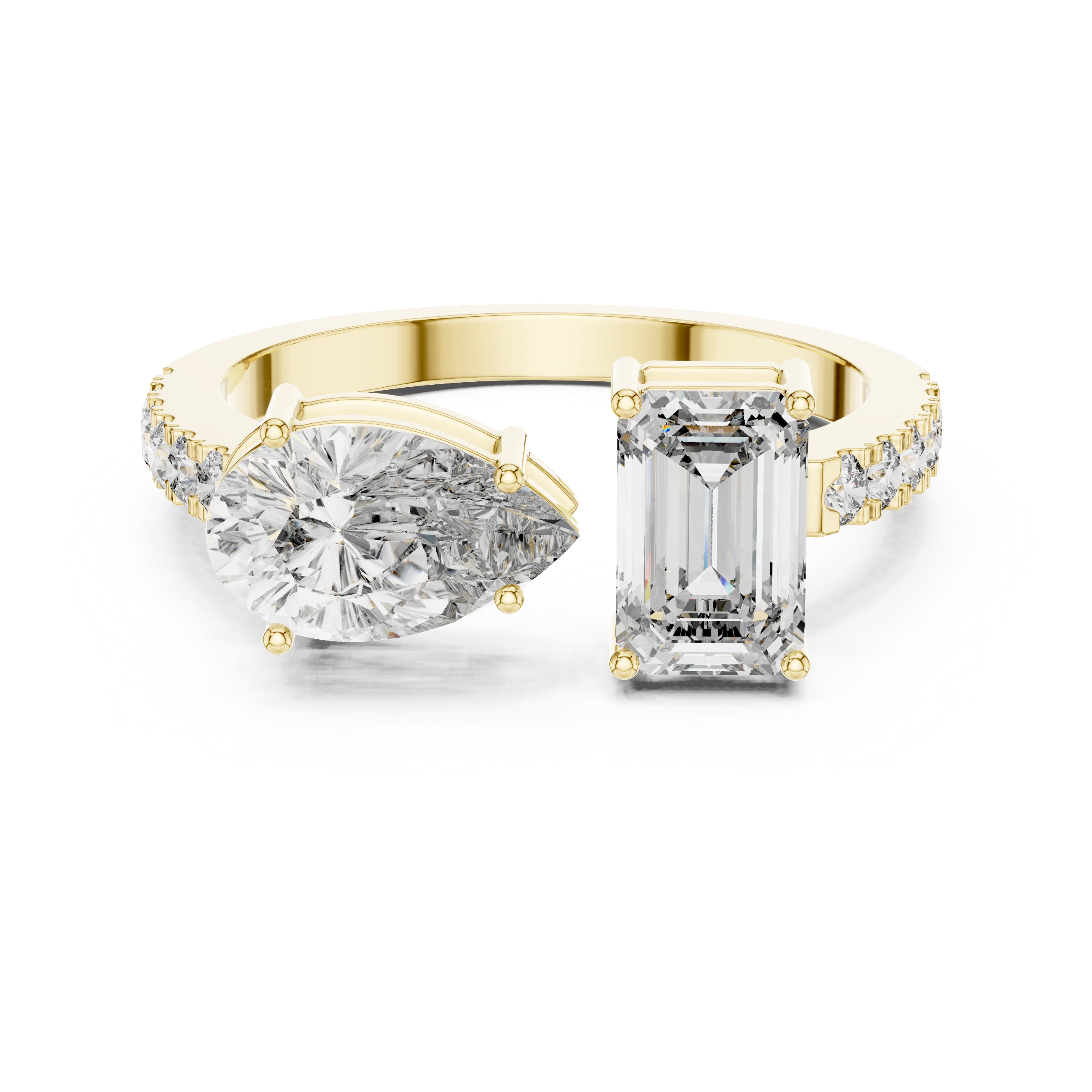 Gold 1Ct Pear Emerald Toi Et Moi Lab Grown Diamond Fabio Ring