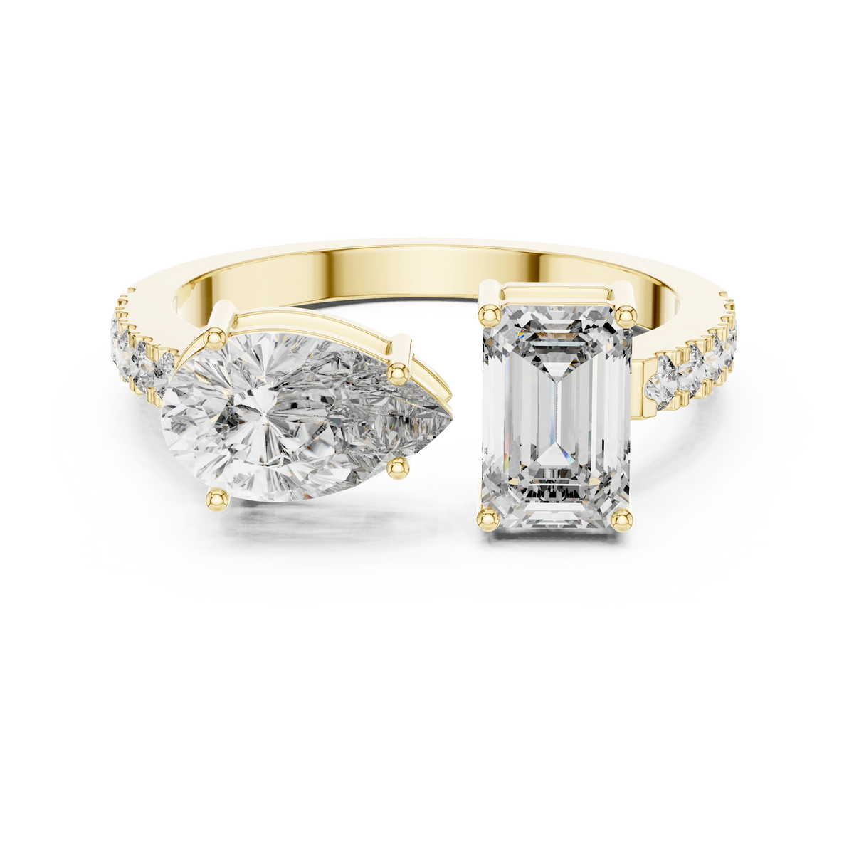 Gold 1Ct Pear Emerald Toi Et Moi Lab Grown Diamond Fabio Ring