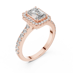 Gold 1Ct Emerald Halo Pave Lab Grown Diamond Zaki Ring