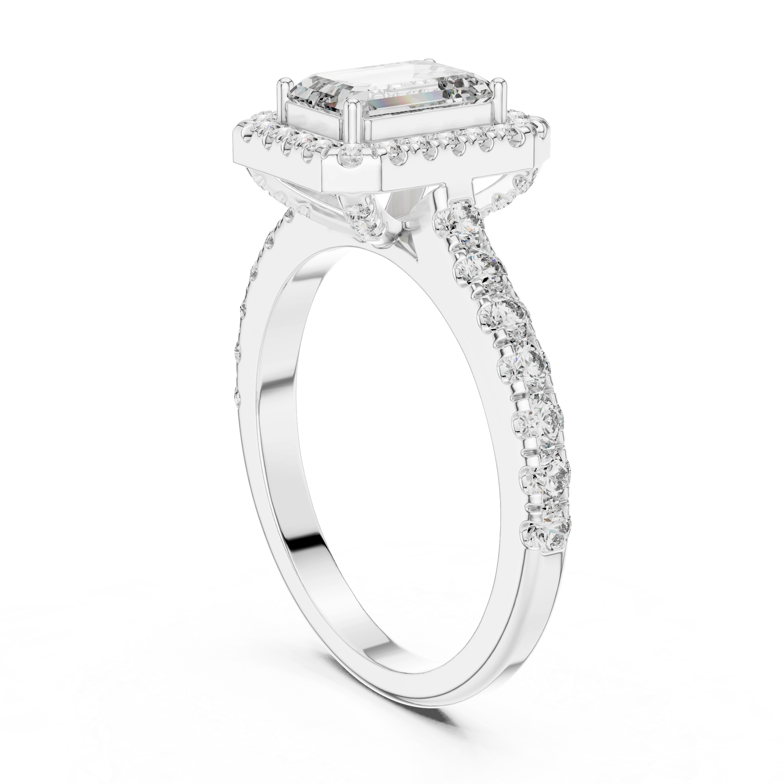 Gold 1Ct Emerald Halo Pave Lab Grown Diamond Zaki Ring