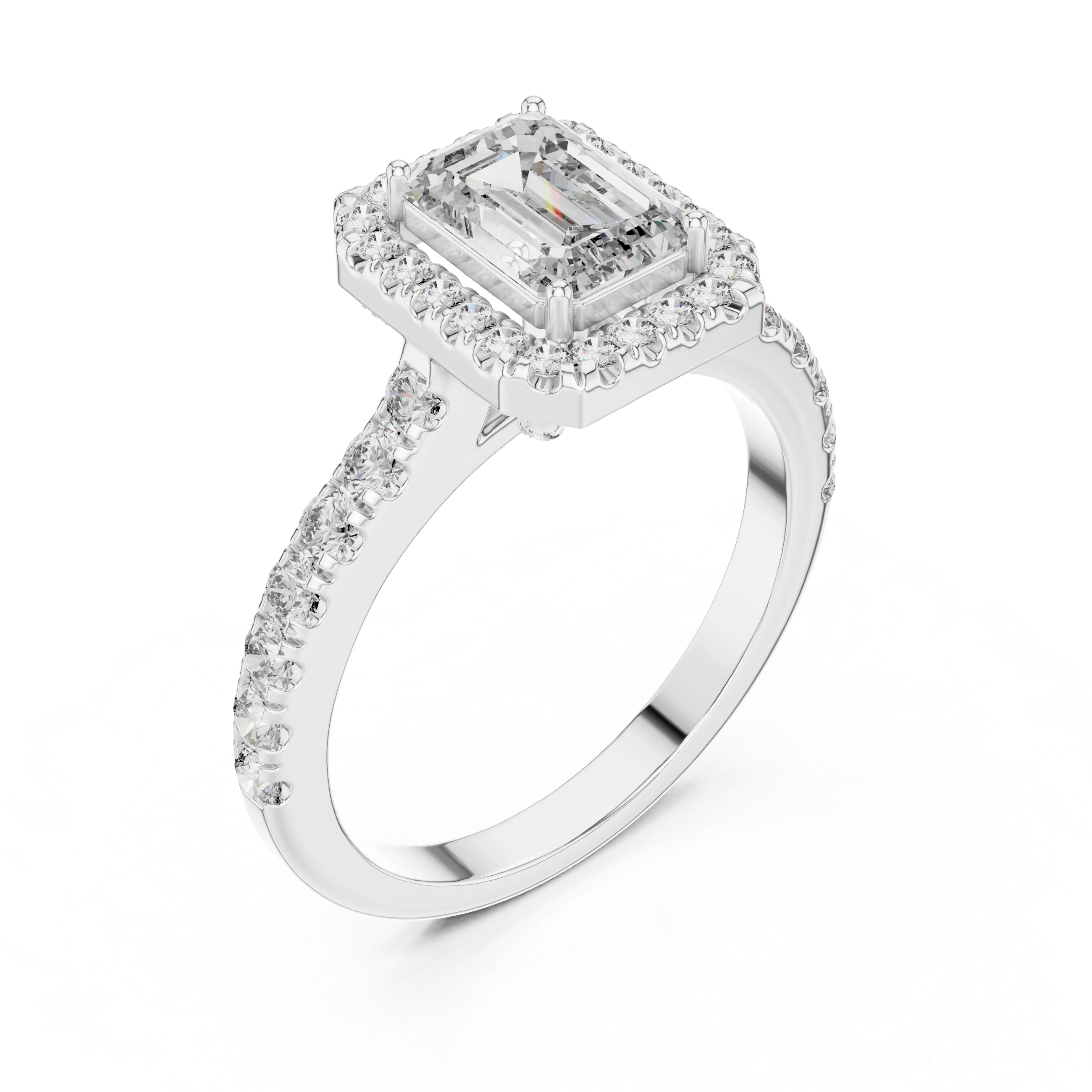 Gold 1Ct Emerald Halo Pave Lab Grown Diamond Zaki Ring