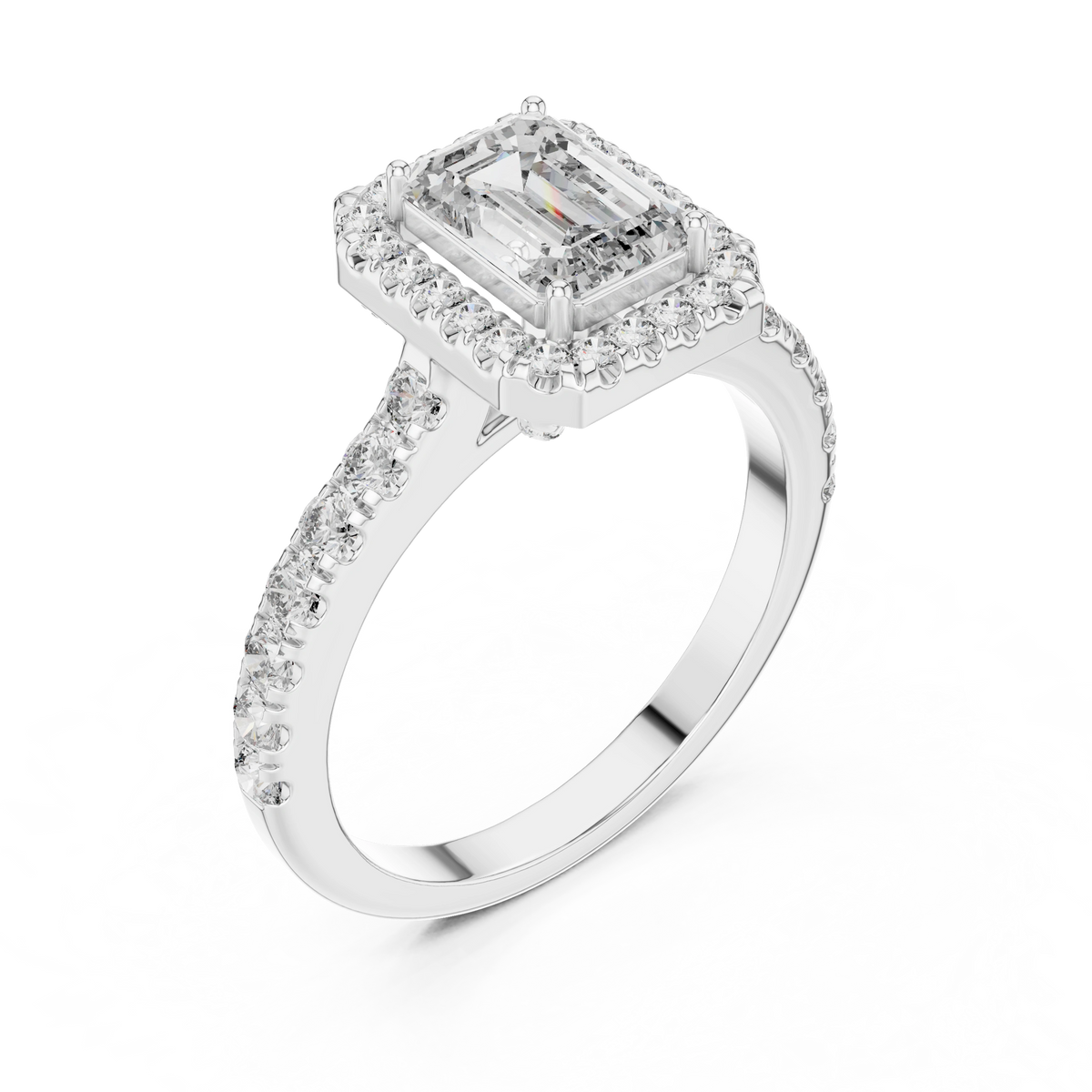 Gold 1Ct Emerald Halo Pave Lab Grown Diamond Zaki Ring