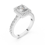 Gold 1Ct Emerald Halo Pave Lab Grown Diamond Zaki Ring