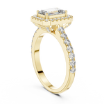 Gold 1Ct Emerald Halo Pave Lab Grown Diamond Zaki Ring