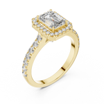 Gold 1Ct Emerald Halo Pave Lab Grown Diamond Zaki Ring