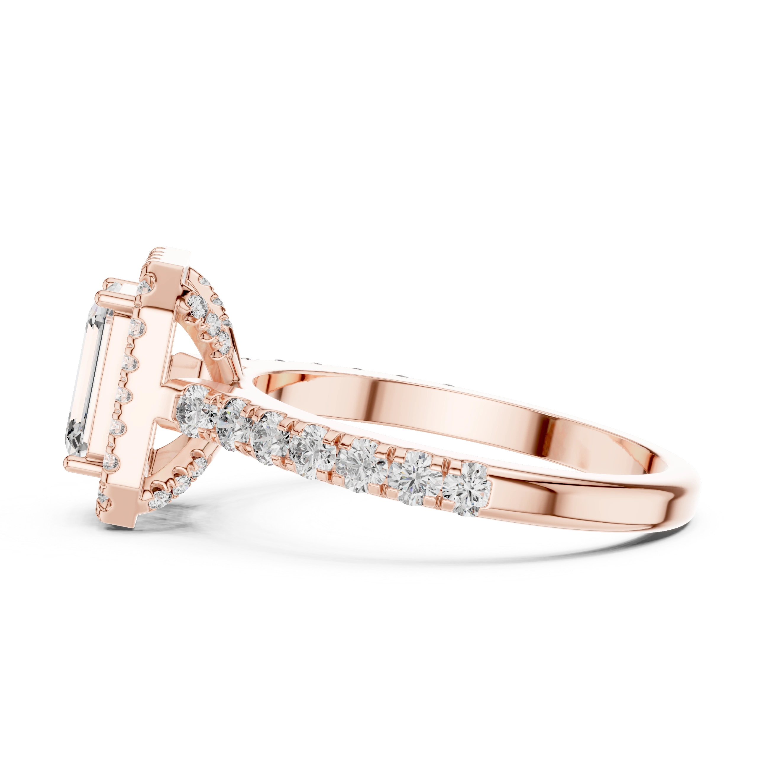 Gold 1Ct Emerald Halo Pave Lab Grown Diamond Zaki Ring