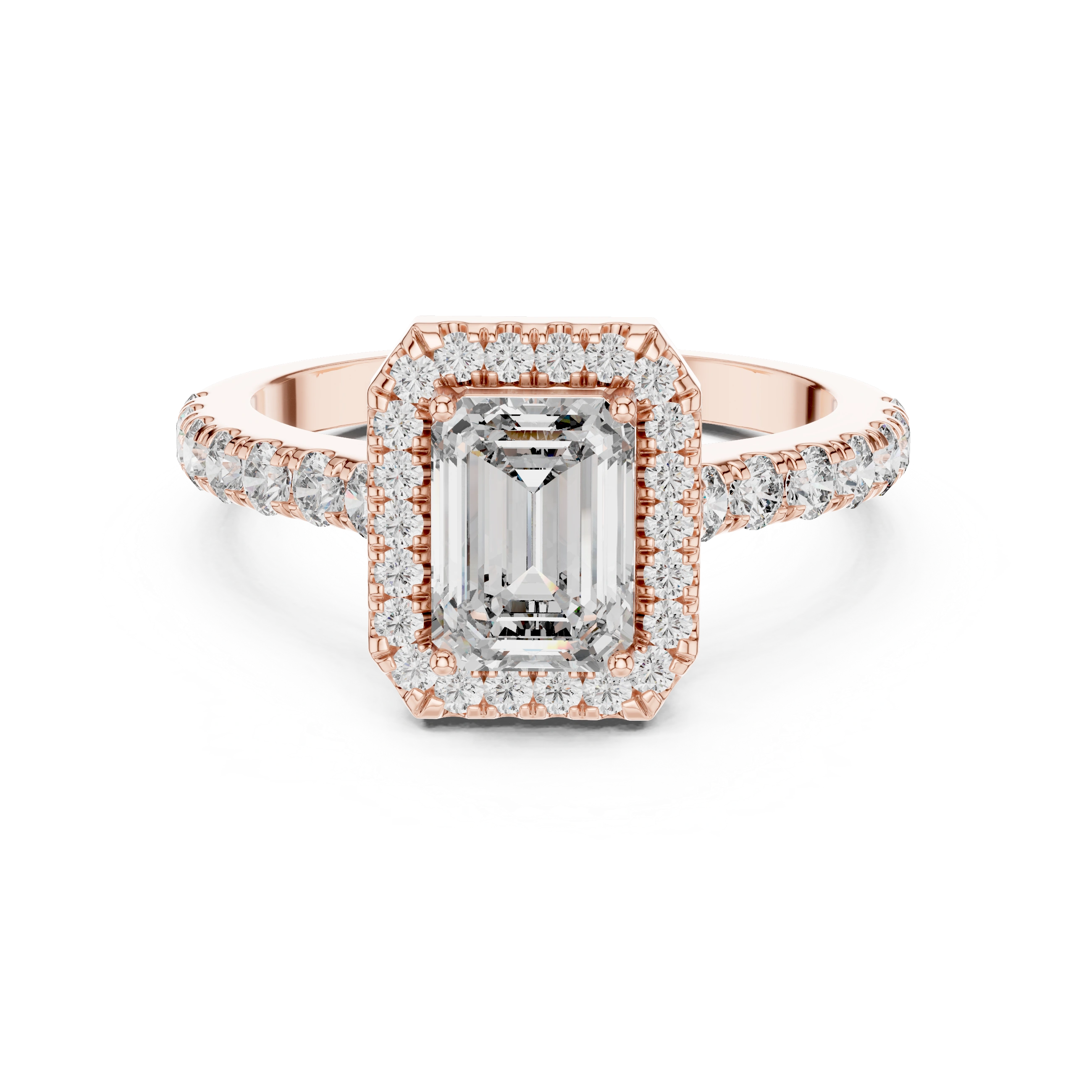 Gold 1Ct Emerald Halo Pave Lab Grown Diamond Zaki Ring