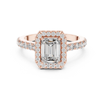 Gold 1Ct Emerald Halo Pave Lab Grown Diamond Zaki Ring