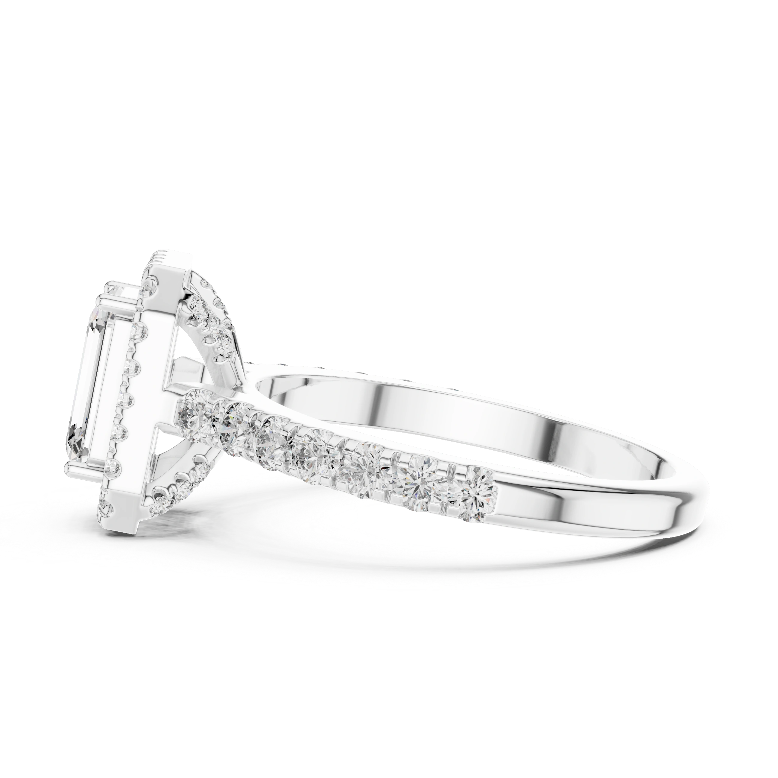 Gold 1Ct Emerald Halo Pave Lab Grown Diamond Zaki Ring