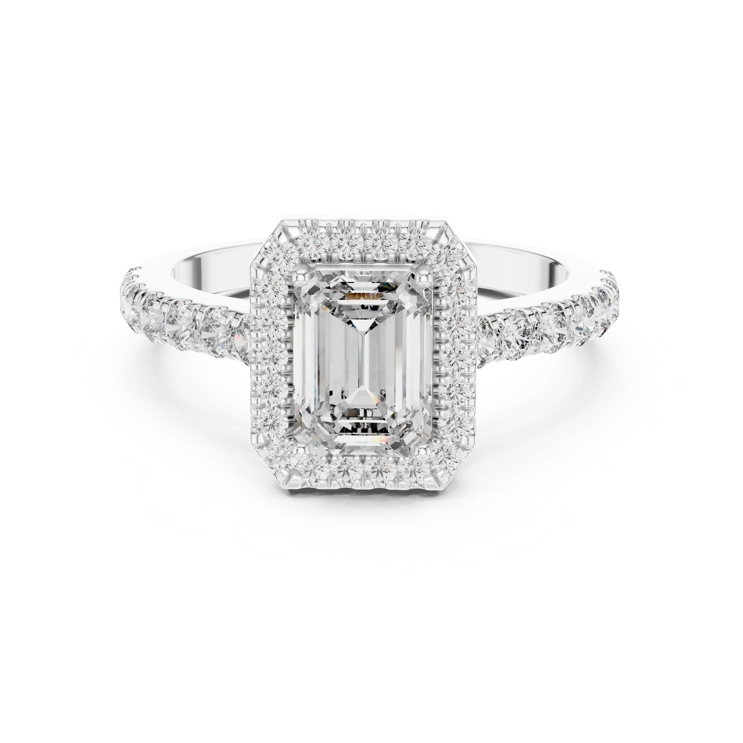 Gold 1Ct Emerald Halo Pave Lab Grown Diamond Zaki Ring