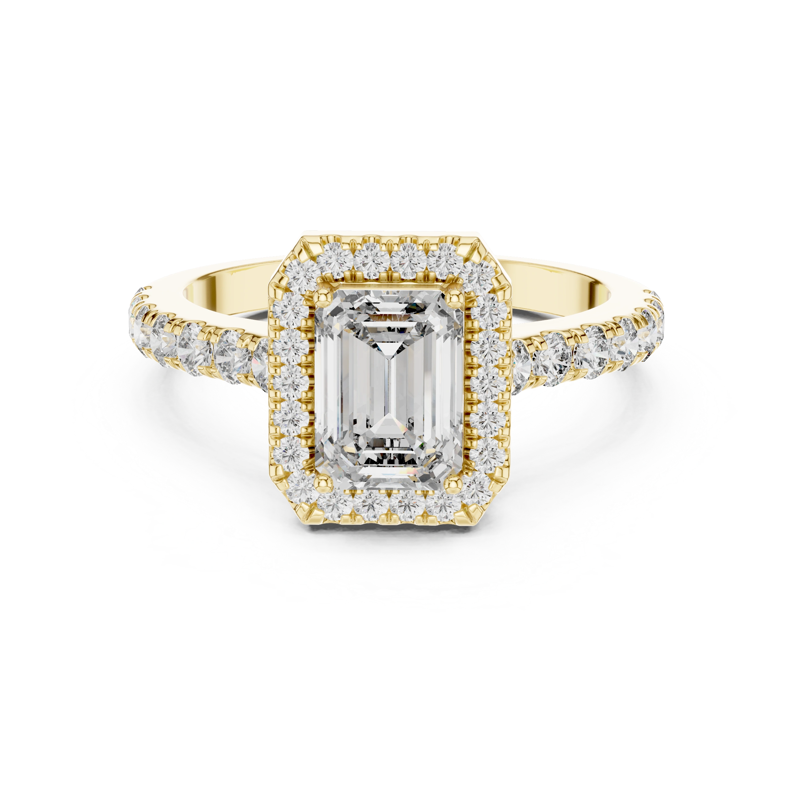 Gold 1Ct Emerald Halo Pave Lab Grown Diamond Zaki Ring