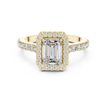 Gold 1Ct Emerald Halo Pave Lab Grown Diamond Zaki Ring