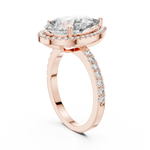 Gold 4Ct Pear Halo Pave Lab Grown Diamond Cinna Ring