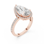Gold 4Ct Pear Halo Pave Lab Grown Diamond Cinna Ring