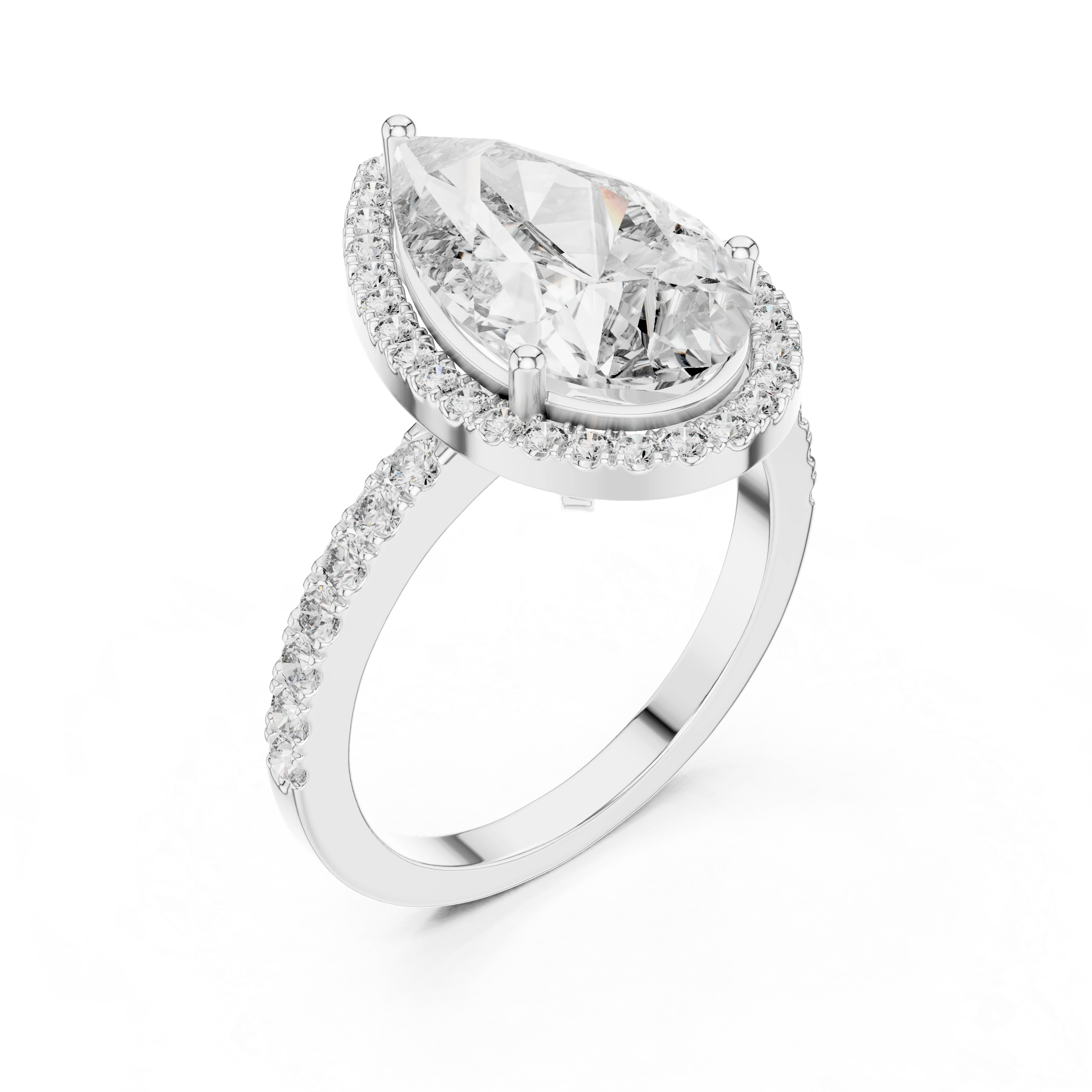 Gold 4Ct Pear Halo Pave Lab Grown Diamond Cinna Ring
