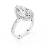 Gold 4Ct Pear Halo Pave Lab Grown Diamond Cinna Ring