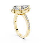 Gold 4Ct Pear Halo Pave Lab Grown Diamond Cinna Ring