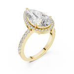 Gold 4Ct Pear Halo Pave Lab Grown Diamond Cinna Ring