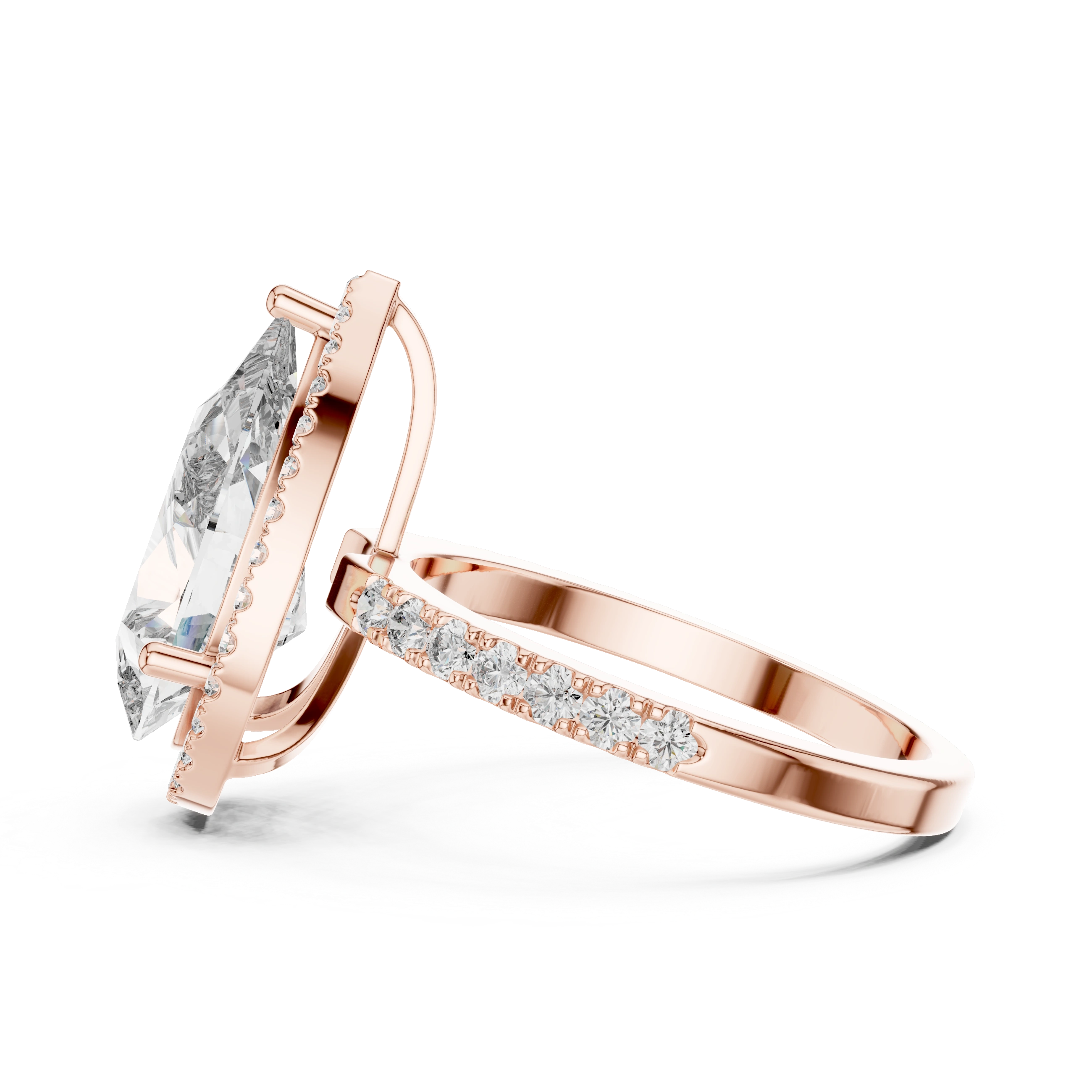 Gold 4Ct Pear Halo Pave Lab Grown Diamond Cinna Ring