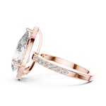 Gold 4Ct Pear Halo Pave Lab Grown Diamond Cinna Ring
