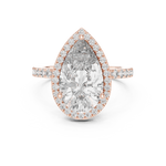 Gold 4Ct Pear Halo Pave Lab Grown Diamond Cinna Ring