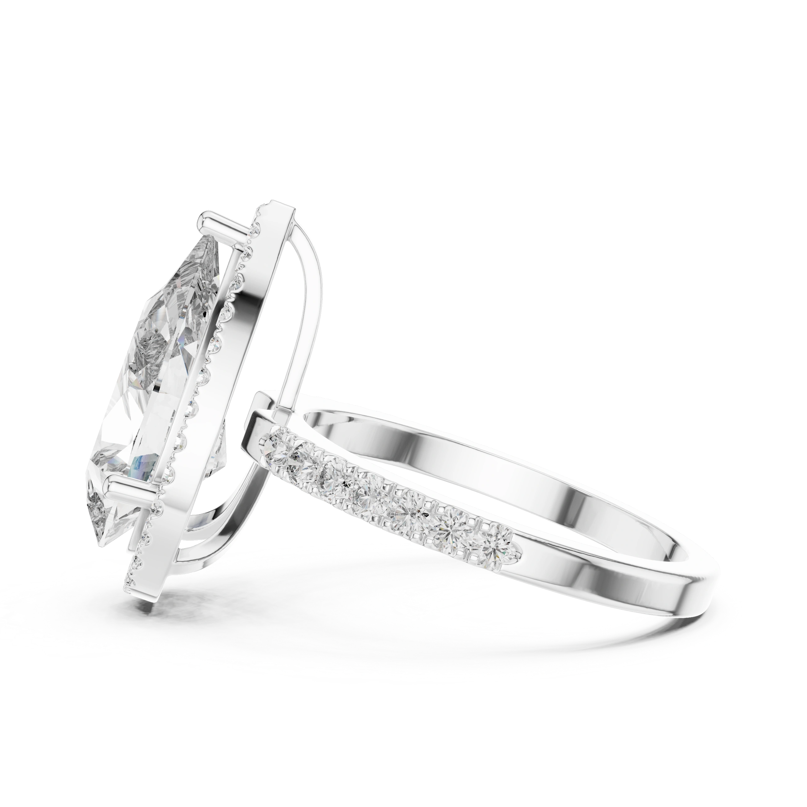 Gold 4Ct Pear Halo Pave Lab Grown Diamond Cinna Ring