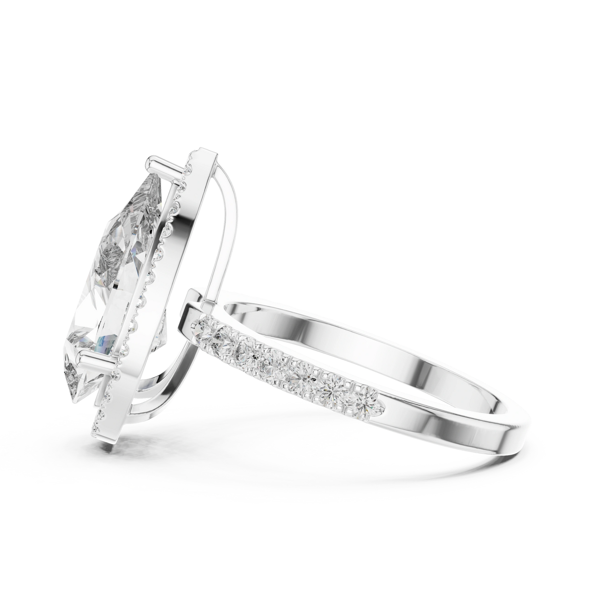 Gold 4Ct Pear Halo Pave Lab Grown Diamond Cinna Ring
