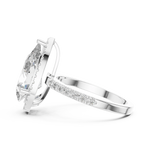 Gold 4Ct Pear Halo Pave Lab Grown Diamond Cinna Ring
