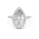 Gold 4Ct Pear Halo Pave Lab Grown Diamond Cinna Ring