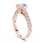 Gold 1Ct Round Side Stone Lab Grown Diamond Plina Ring