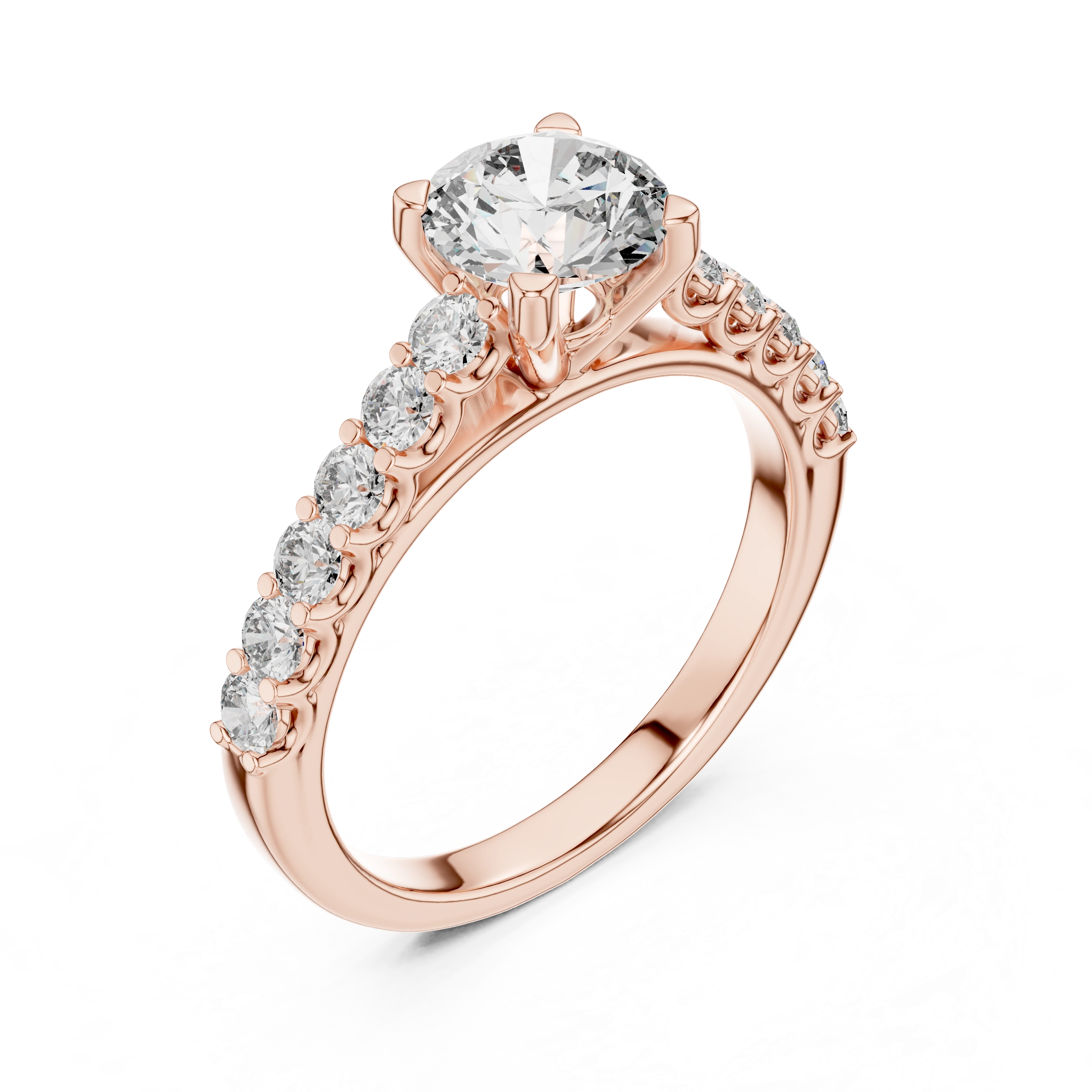 Gold 1Ct Round Side Stone Lab Grown Diamond Plina Ring