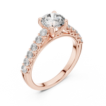 Gold 1Ct Round Side Stone Lab Grown Diamond Plina Ring