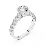 Gold 1Ct Round Side Stone Lab Grown Diamond Plina Ring