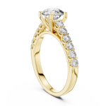 Gold 1Ct Round Side Stone Lab Grown Diamond Plina Ring