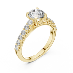 Gold 1Ct Round Side Stone Lab Grown Diamond Plina Ring