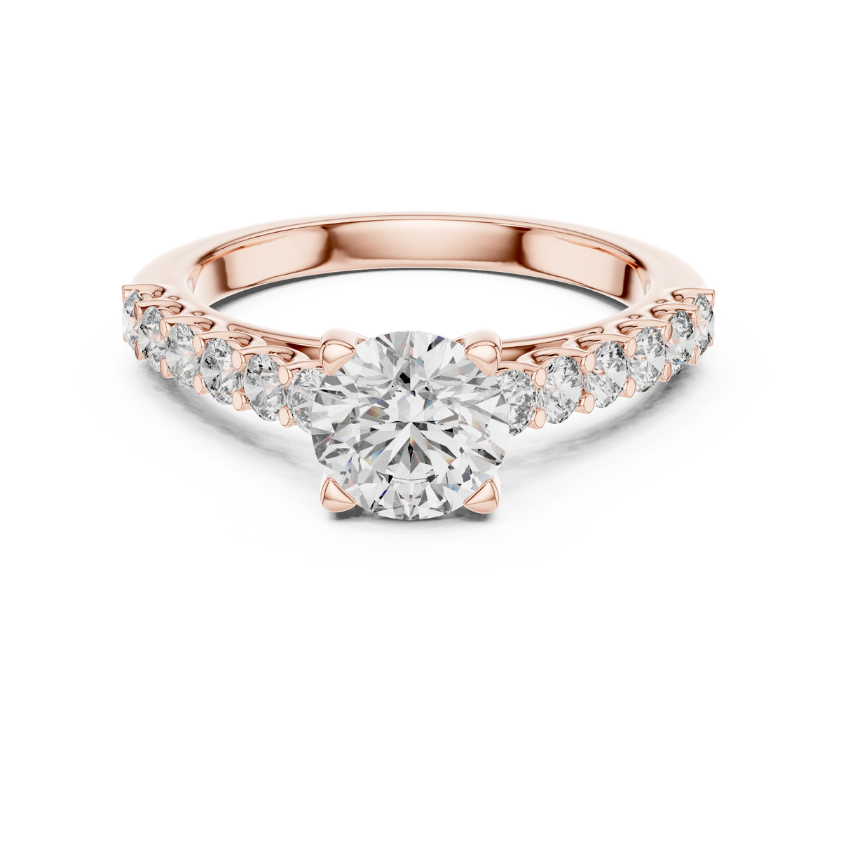 Gold 1Ct Round Side Stone Lab Grown Diamond Plina Ring
