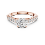 Gold 1Ct Round Side Stone Lab Grown Diamond Plina Ring