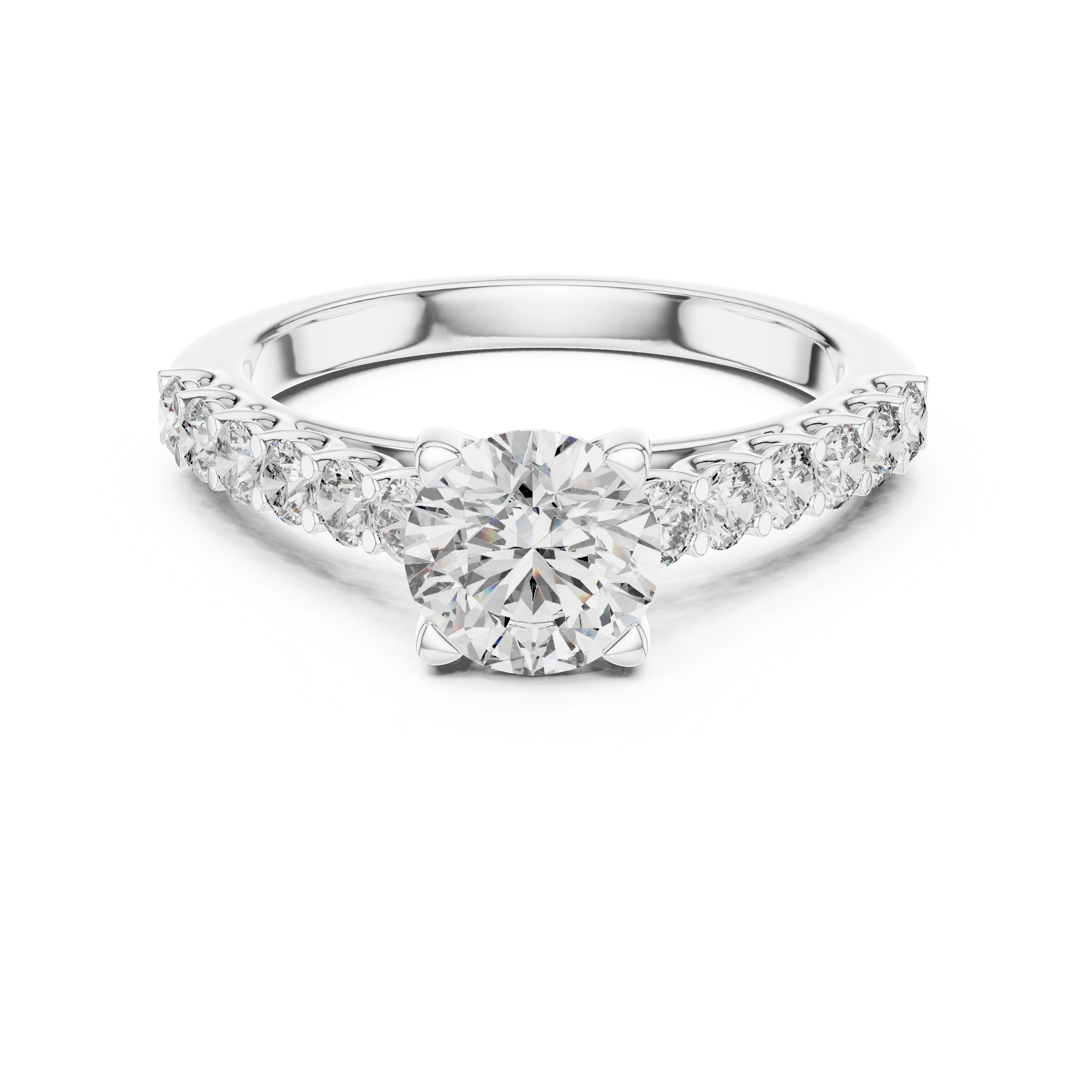 Gold 1Ct Round Side Stone Lab Grown Diamond Plina Ring